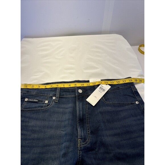 Calvin Klein Slim Fit Straight Stretch Jeans Men 36 x 32 Dark Blue Denim New - Picture 4 of 11